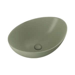 Simpolo Shallow Big Olive Green 463x360x170mm Matt Finish Wash Basin with 88005 Brass Waste Coupling