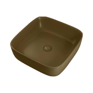 Simpolo Stilo Cool Brown 395x395x135mm Matt Finish Wash Basin with 88005 Brass Waste Coupling