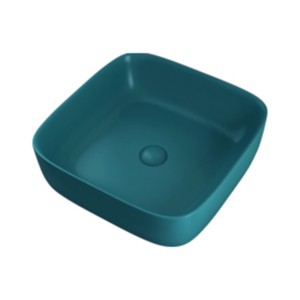 Simpolo Stilo Teal Green 395x395x135mm Matt Finish Wash Basin with 88005 Brass Waste Coupling