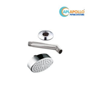 APL Apollo Code 4inch Round ABS Overhead Shower with 9inch SS Shower Arm and SS Flange