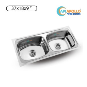 APL Apollo Classic 37x18x9inch Double Bowl Kitchen Sink