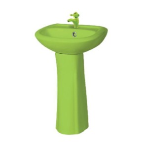 Somany Twinkle 370x310x560mm Wash Basin With Full Pedestal Green