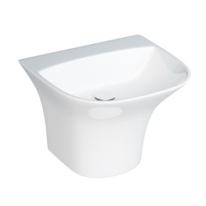 Eauset Venta 470x430x360 White Wall Mounted Wash Basin with Integrated Half Pedestal