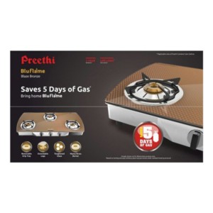 Preethi Blaze Bronze 3B Glass Top Gas Stove