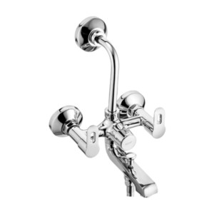 Eauset Ashley Bath Mixer 3 In 1 System With Provision For Both Hand Shower & Over Head Shower With LBend 115mm With Wall Flange