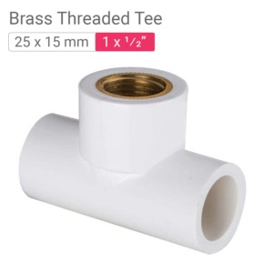 Star UPVC Brass Threaded Tee 25x15mm 1x.50inch
