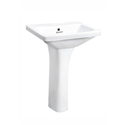 Parryware QubeX 550x430x195mm White Wash Basin with C0321 Pedestal