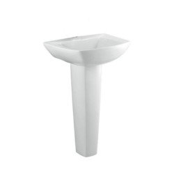 Parryware Neva 560x430x220mm White Wash Basin with C0377 Long Pedestal