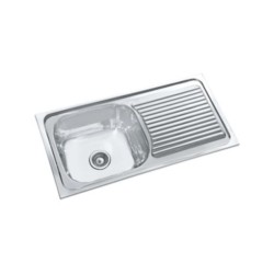 Parryware Coral 36x18x8inch Flat Edge Gloss Finish Single Bowl Kitchen Sink with Drain Board