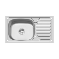 Cera Dakota 810x455m Gloss Single bowl sink manufactured from 1.0 mm thick 304 grade stainless Steel