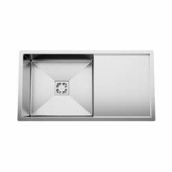 Cera Leah 860x450mm Satin Handmade single bowl sink with drain board 304 grade stainless Steel