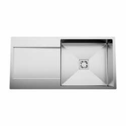 Cera Nova 1000x500mm Satin Handmade single bowl sink with drain board 304 grade stainless Steel