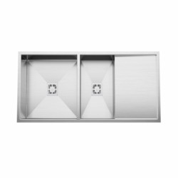 Cera Selena 1000x500mm Satin Handmade double bowl sink with drain board 304 grade stainless Steel