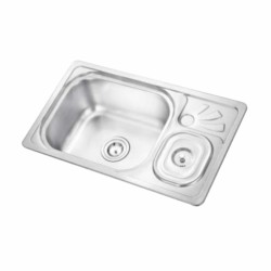 Cera Brady 680x400mm Satin Single bowl sink with drain board and waste bin