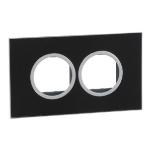 Legrand Arteor Mirror finish black cover plates 4 module round with frame