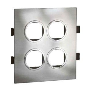 Legrand Arteor Metal finish Stainless Steel cover plates 2x4 module round with frame