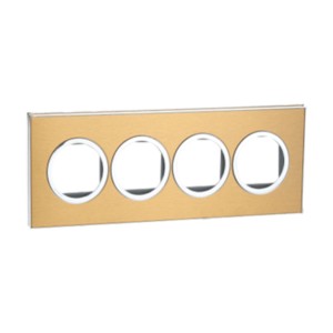 Legrand Arteor Metal finish Gold brass cover plates 8 module round with frame