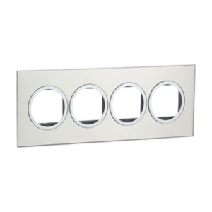 Legrand Arteor Metal finish Stainless Steel cover plates 8 module round with frame