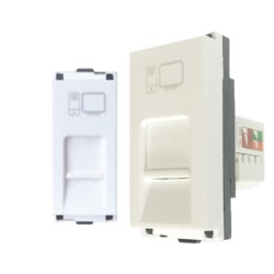 Larsen & Toubro Englaze Data Sockets RJ 45 Cat 5e Shuttered 1M Snow White