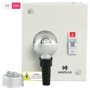 Havells 20A DP enclosure with 2 pole and Earth Metal Plug & Socket Board