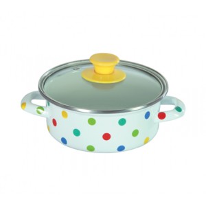 Nolta Dot Enamel 0.90L 16cm Pot + Glass Lid