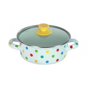 Nolta Dot Enamel 1.25L 18cm Pot + Glass Lid