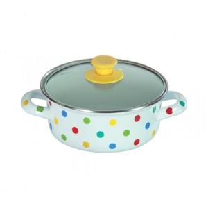 Nolta Dot Enamel 2L 20cm Pot + Glass Lid