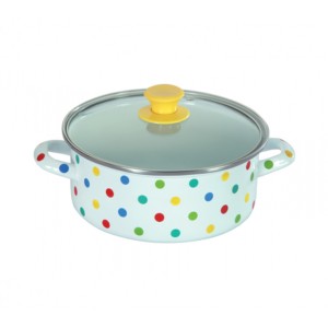 Nolta Dot Enamel 2.50L 22cm Pot + Glass Lid