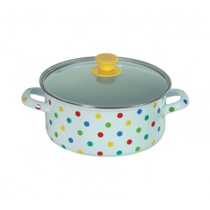 Nolta Dot Enamel 3.50L 24cm Pot + Glass Lid