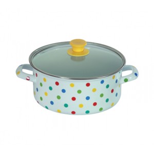Nolta Dot Enamel 4.25L 26cm Pot + Glass Lid