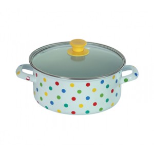 Nolta Dot Enamel 5.75L 28cm Pot + Glass Lid