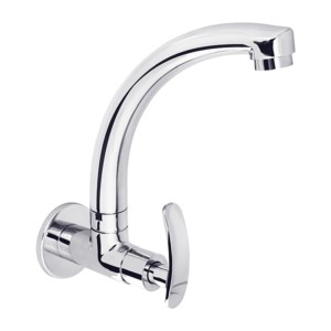 Johnson Curl Sink Cock with Flange Wall Mount