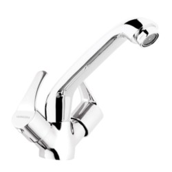 Varmora Phoenix Center hole basin mixer w/o popup waste system with 460mm long braided hoses