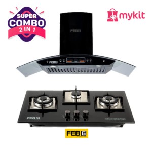 FebG Ultima Black 90cm Hood and Silica Plus 3B 75cm Gas Stove