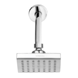 Varmora Overhead shower single flow 100 x 100mm square with arm and rubit cleaning system