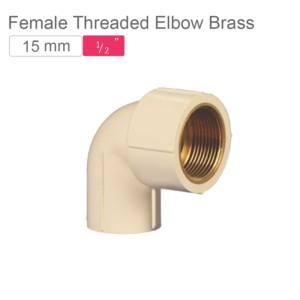 Supreme AquaGold uPVC Female Threaded Elbow Brass 15mm SCH 80 Off White