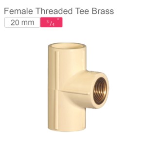 Supreme AquaGold uPVC Female Threaded Tee Brass 20mm SCH 80 Off White