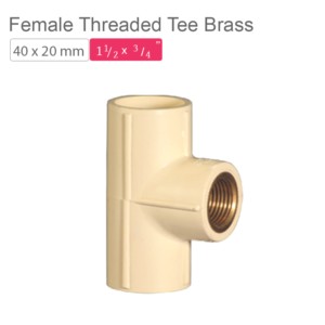 Supreme AquaGold uPVC Female Threaded Tee Brass 40x20mm SCH 80 Off White