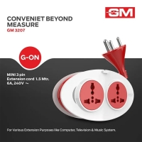 GM G-Magic G-ON Mini 3 Pin Extension Cord 1.5 Mtr
