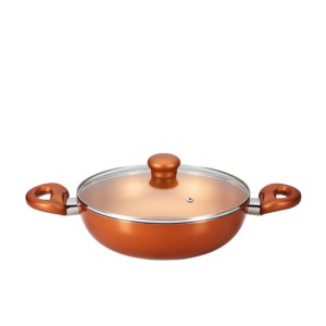 Butterfly Matchless Gold Flat Base Kadai 240mm with Glass Lid