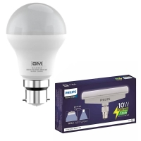 Philips 10W B22 Inverter Rechargeable LED T-Bulb Cool Day Light and GLO 9W LED Bulb CDL