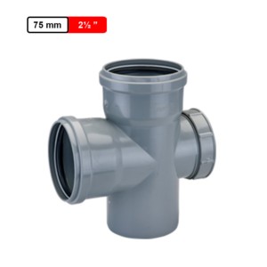 Krishi PVC SWR Door Tee 87.5 Solvent Fit 75mm 2.5inch