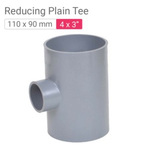 Star PVC Reducing Plain Tee 110x90mm 4x3inch