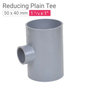 Star PVC Reducing Plain Tee 50x40mm 1.50x1.25inch