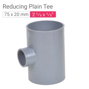 Star PVC Reducing Plain Tee 75x20mm 2.50x.50inch