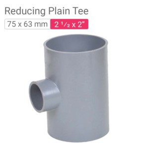 Star PVC Reducing Plain Tee 75x63mm 2.50x2inch