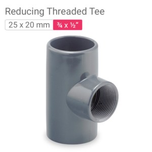 Star PVC Reducing Threaded Tee 25x20mm .75x.50inch