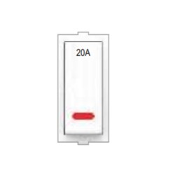 Rolta Euro 20A 1way 1M Glossy White Switch with Indicator