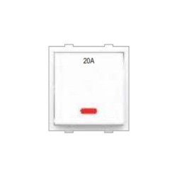 Rolta Euro 20A 1way 2M Glossy White Dura Switch with Indicator