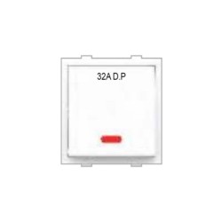 Rolta Euro 32A DP Dura 2M Glossy White Switch with Indicator